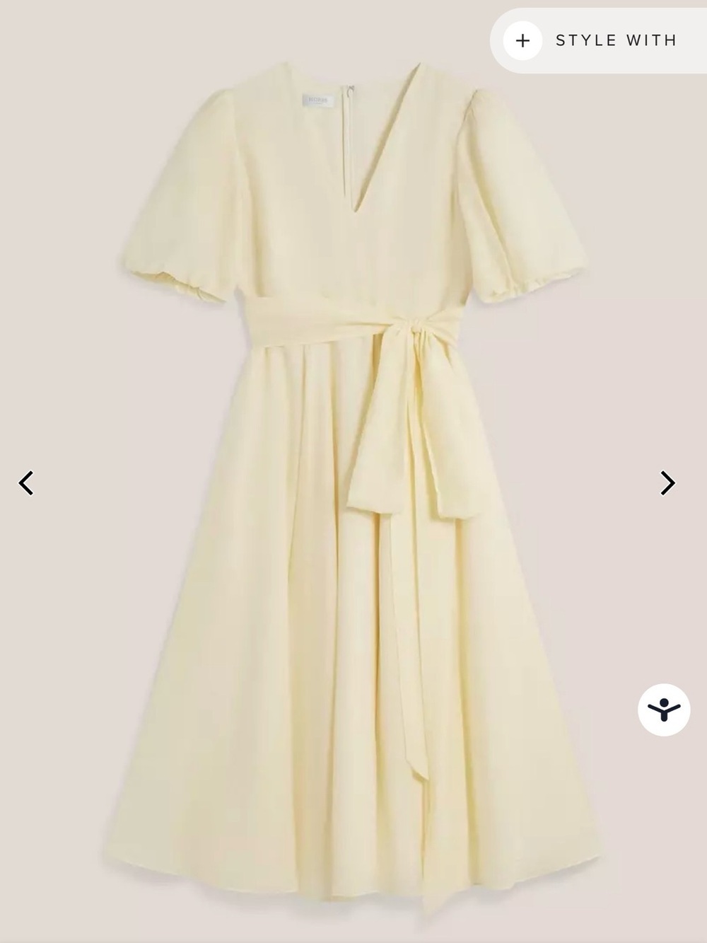 NWT Hobbs Barrington dress, pale yellow